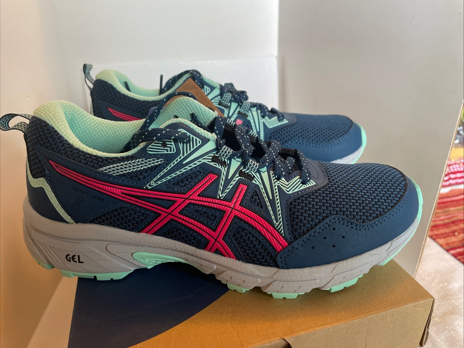 Asics Shoes Womens 6 Blue Pink Gel Venture 8 Trail Running Sneakers