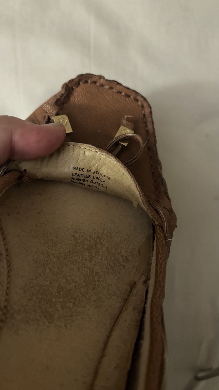 Michael Kors Women’s Brown Leather Moccasin Flats Slip-On Logo Bow US 7 .5