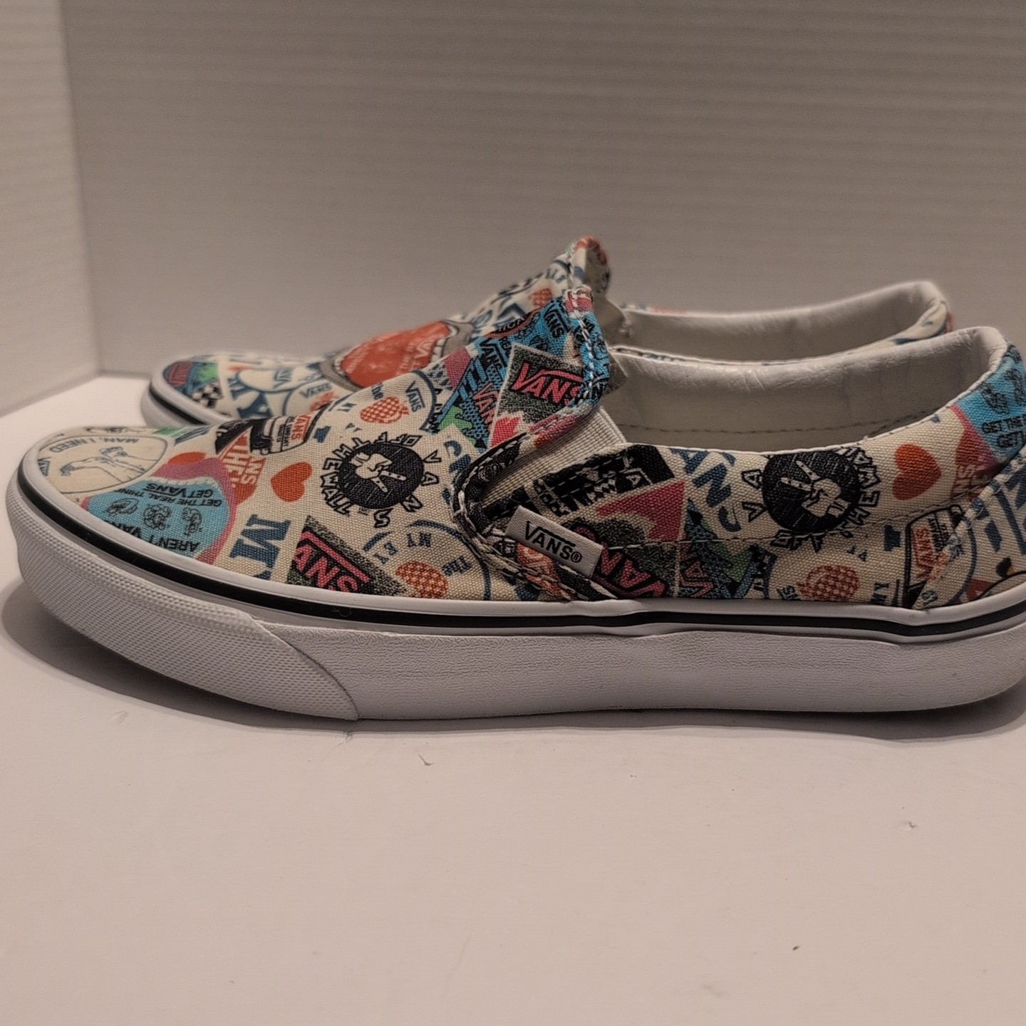 VANS Men’s 7 / Women’s Size 8.5 Classic Slip On Mash Up Stickers Print Graphics