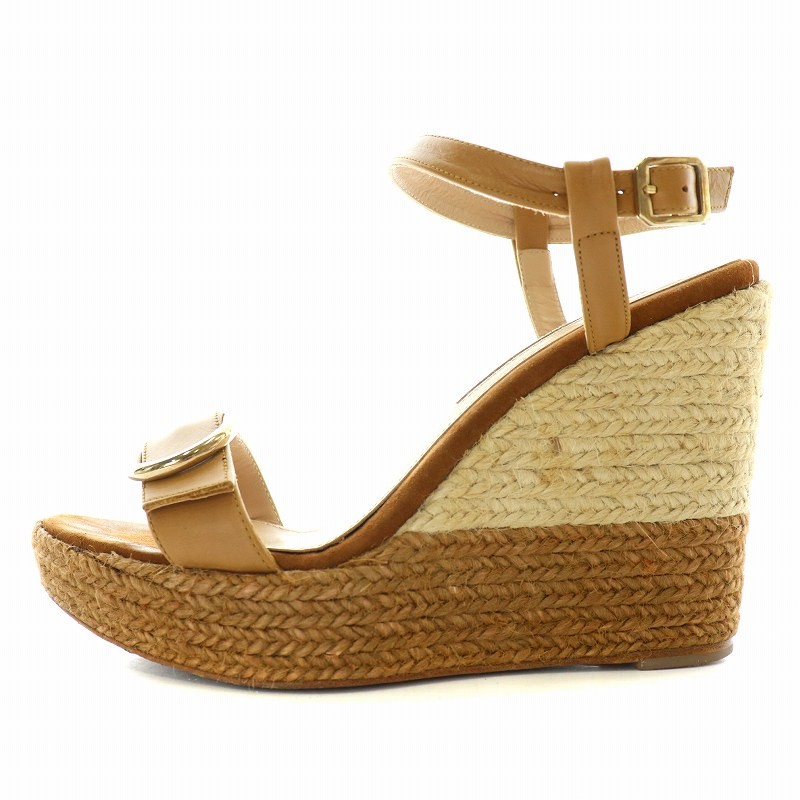 PELLICO Sandals Leather Belt Strap Platform Wedge Sole High Heels 37 24.0cm