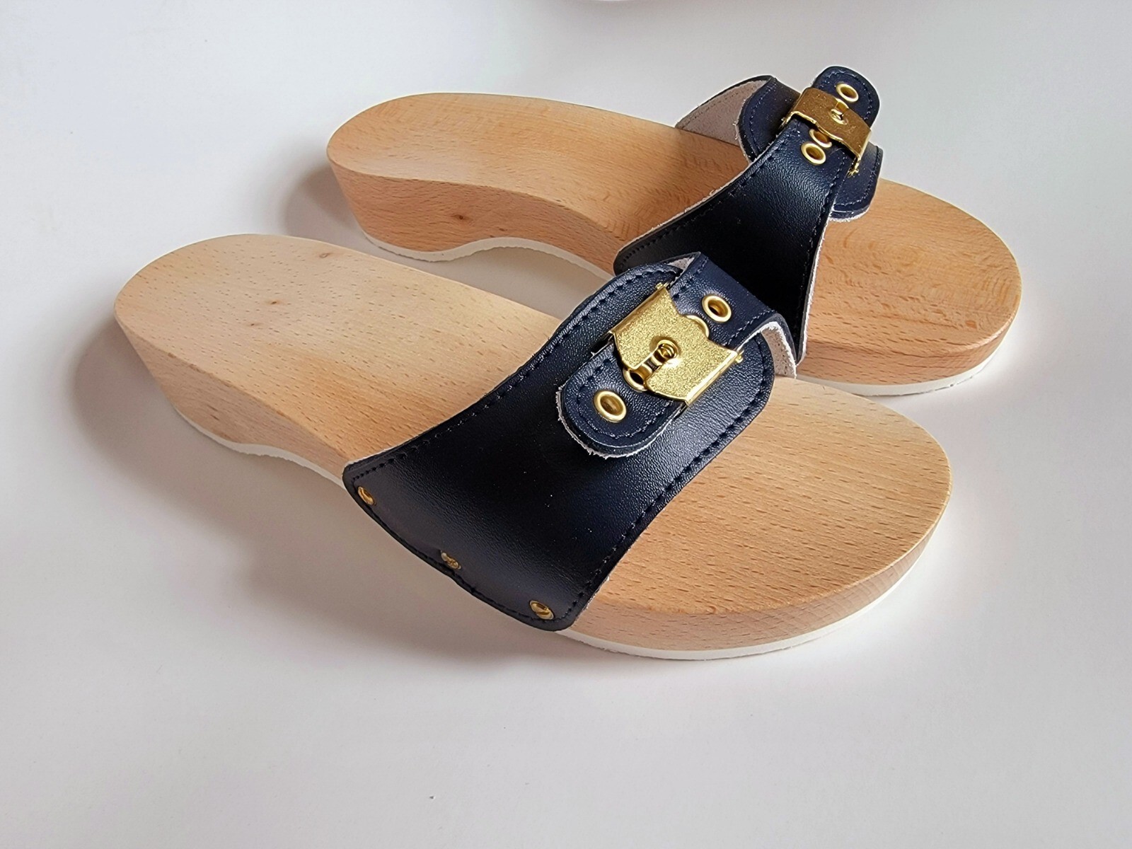 Dr Scholls Blue «STYLE» SIZE 9 – Italian wooden orthopedic clogs