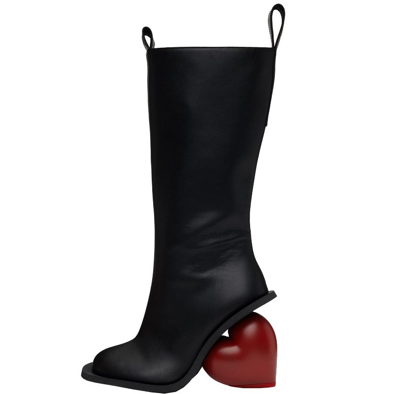 Womens Heart Heel Side Zip Party Round Toe Mid Calf Boots Shoes Vintage Clubwear