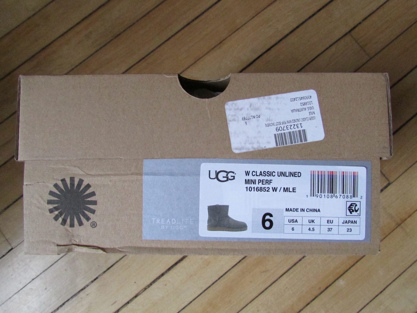 UGG Boots Unlined Mini Perforated Gray Leather Size 6 New $120