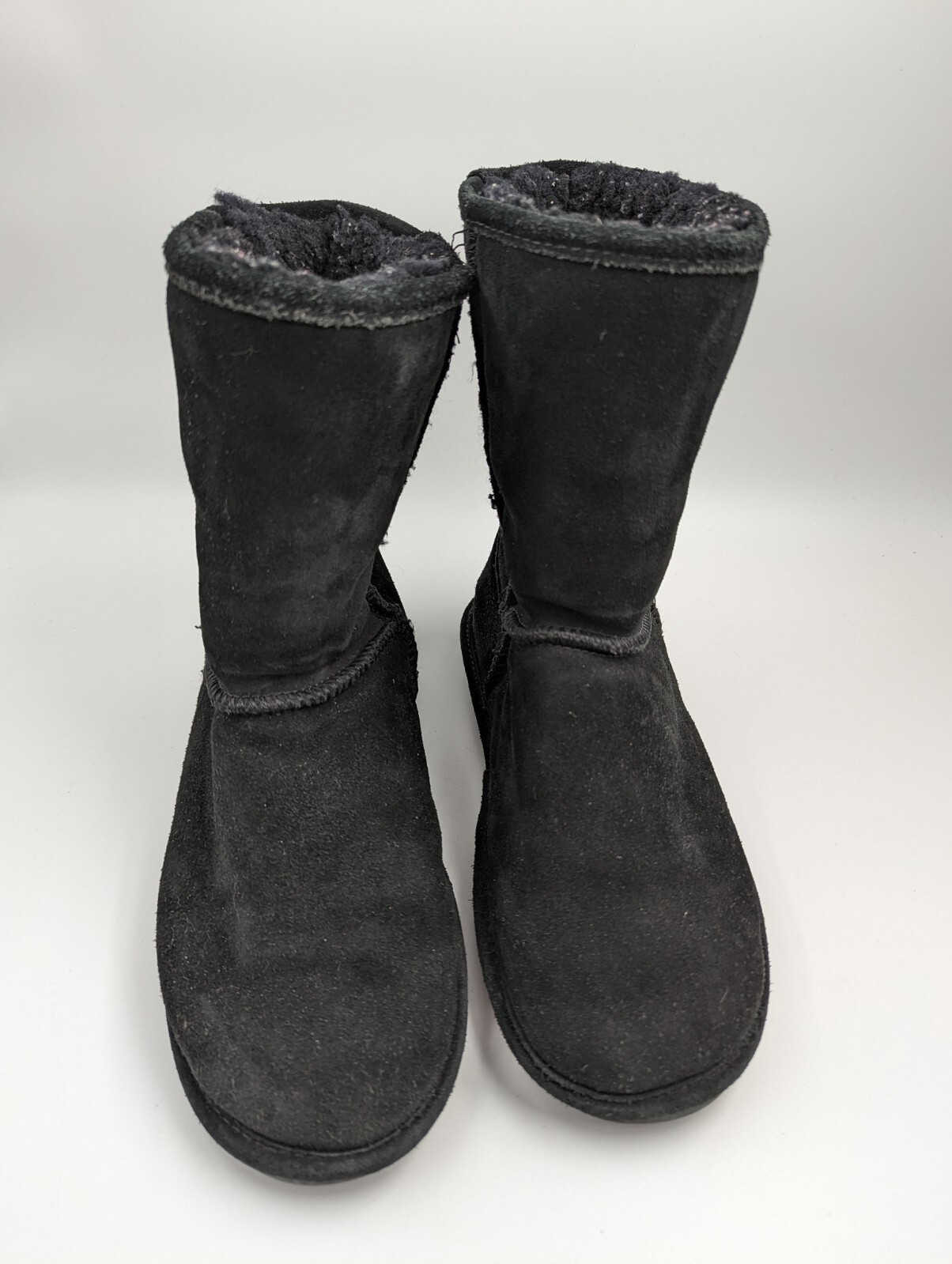 BEARPAW Black Cow Suede Wool Blend Lining 608W EMMA Short Booties SIZE 8