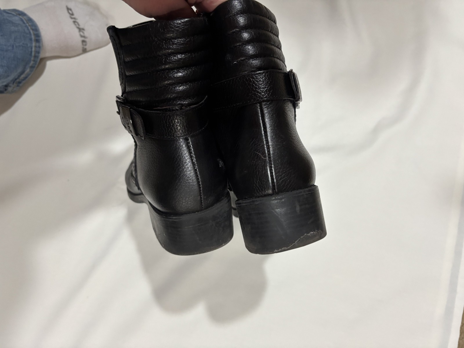 Women’s Black Leather Anne Klein LaConte Ankle Boots Sz. 9M