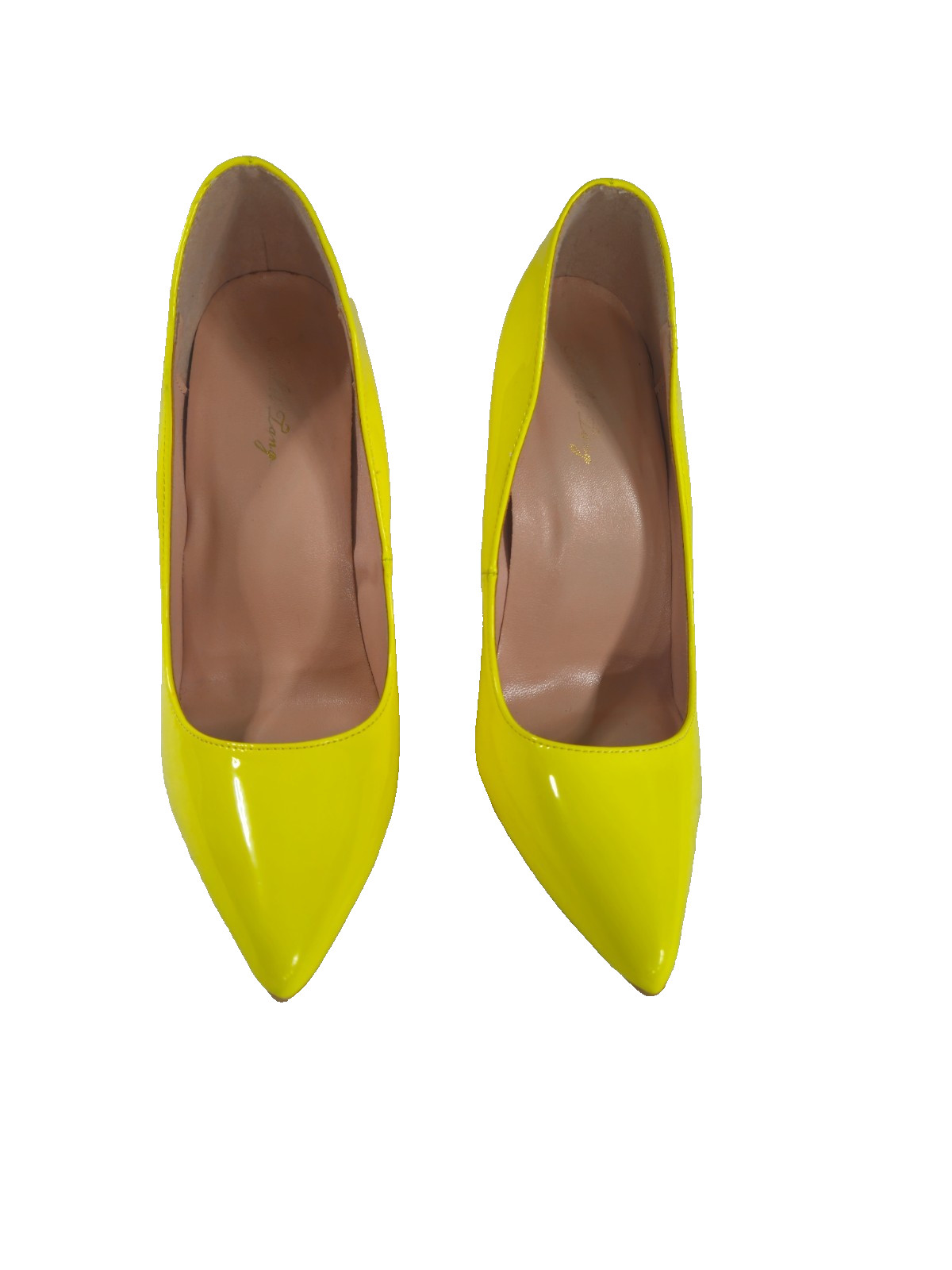 Women’s Neon Yellow Patent Pointed Toe Stiletto High Heel Pumps Size 7