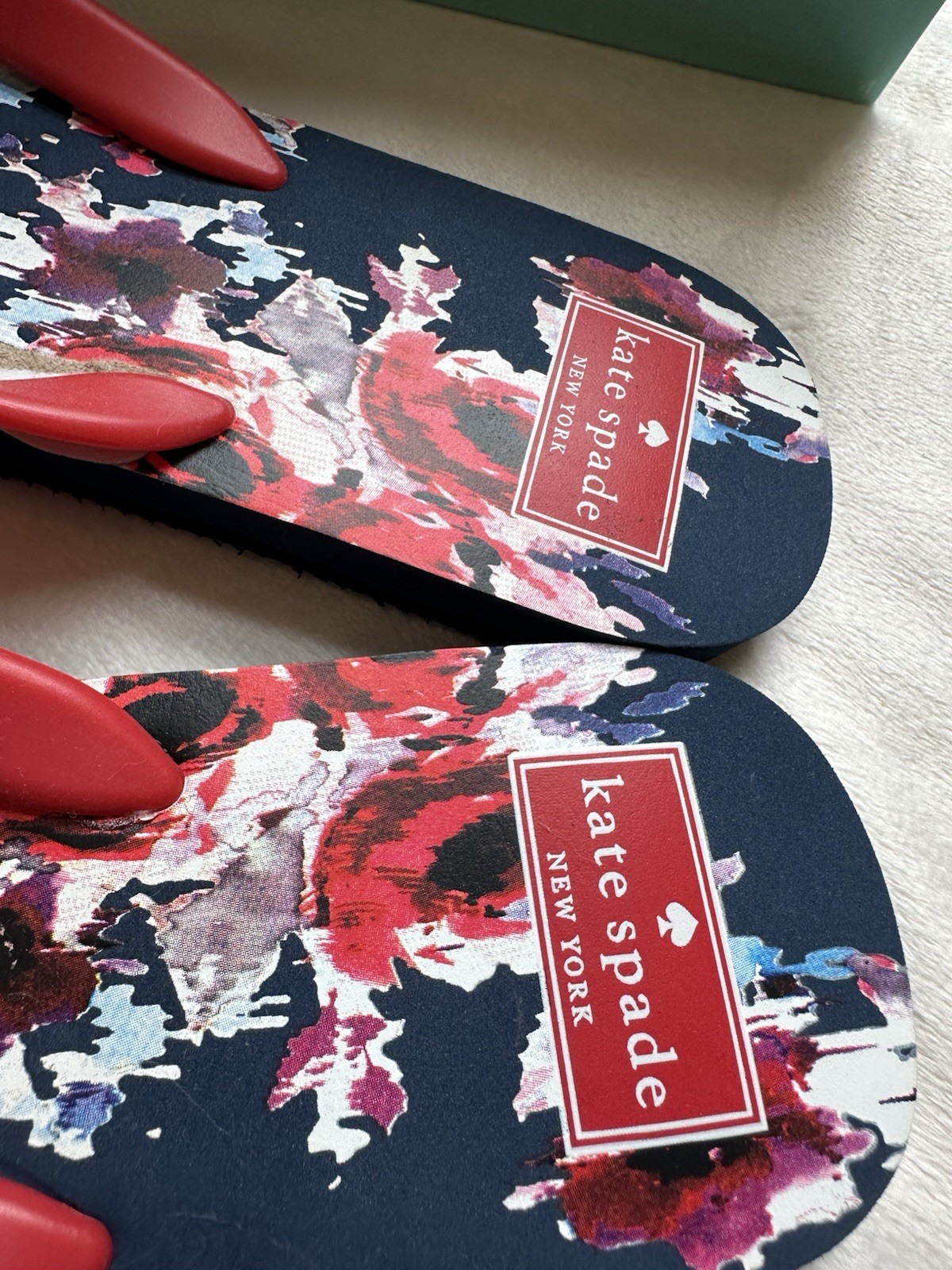 Kate Spade NOVA Sandals Flip Flop Fairytale Red Matte Floral Print NIB 11 41