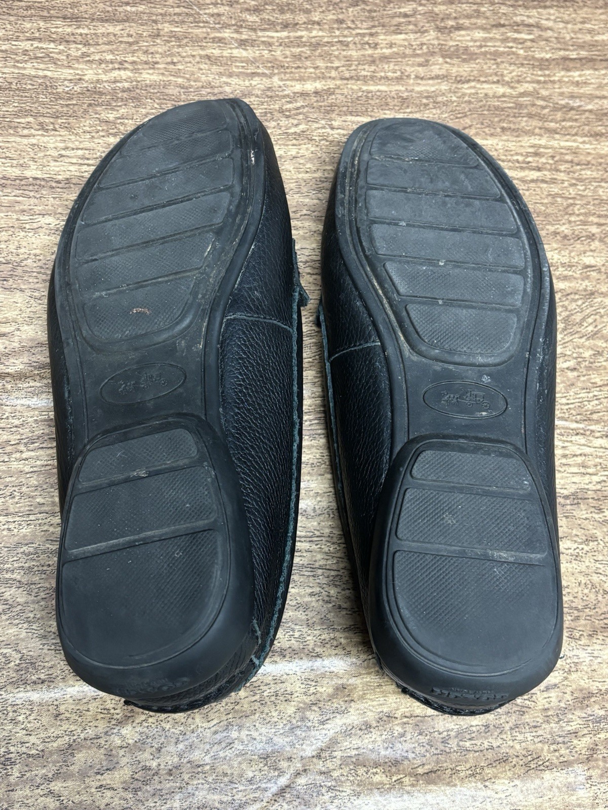 COACH Odette Black Pebbled Leather Driving Loafers Moc Toe Shoes Women’s Size 8