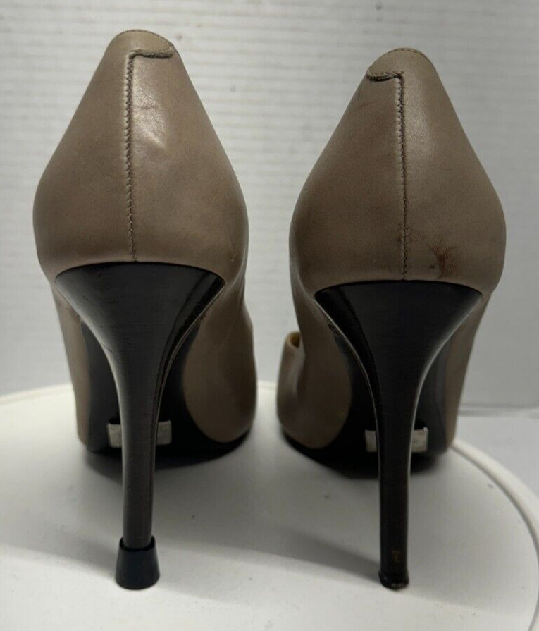 Michael Kors Stiletto Pumps Beige Leather Womens 38 7 Made in Italy 4.25″ Heels