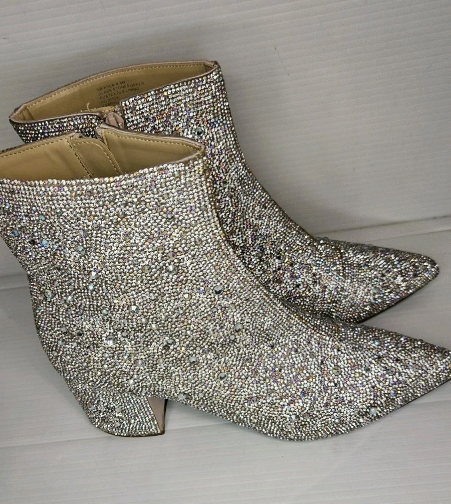 Betsey Johnson Women’s Cady Ankle Boot, Rhinestone, 9.6