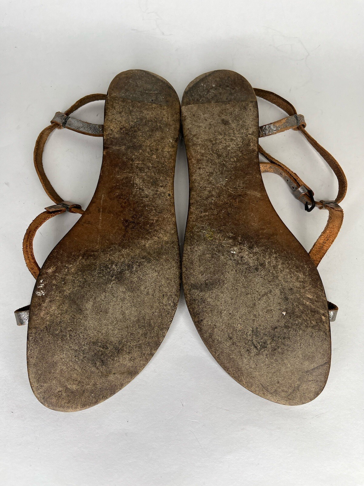 n.d.c. Made by Hand Sandals Women 41US 10 Shoes T-Strap Silver Slingback Strappy