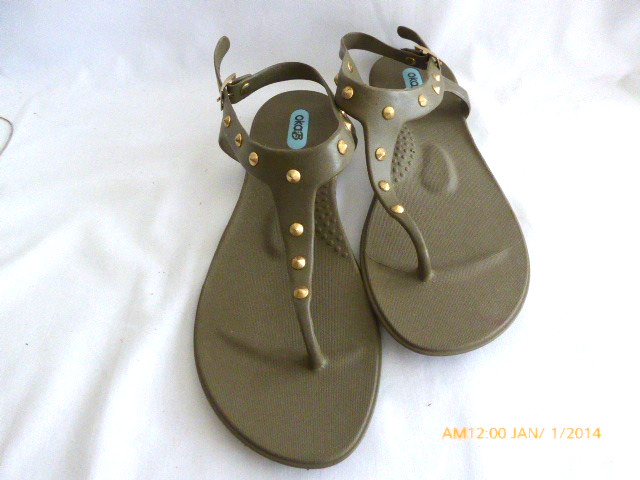 OKA-B OLIVE GREEN GOLD EMBELLISHED STRAPPY SANDALS US 7 EUR 37
