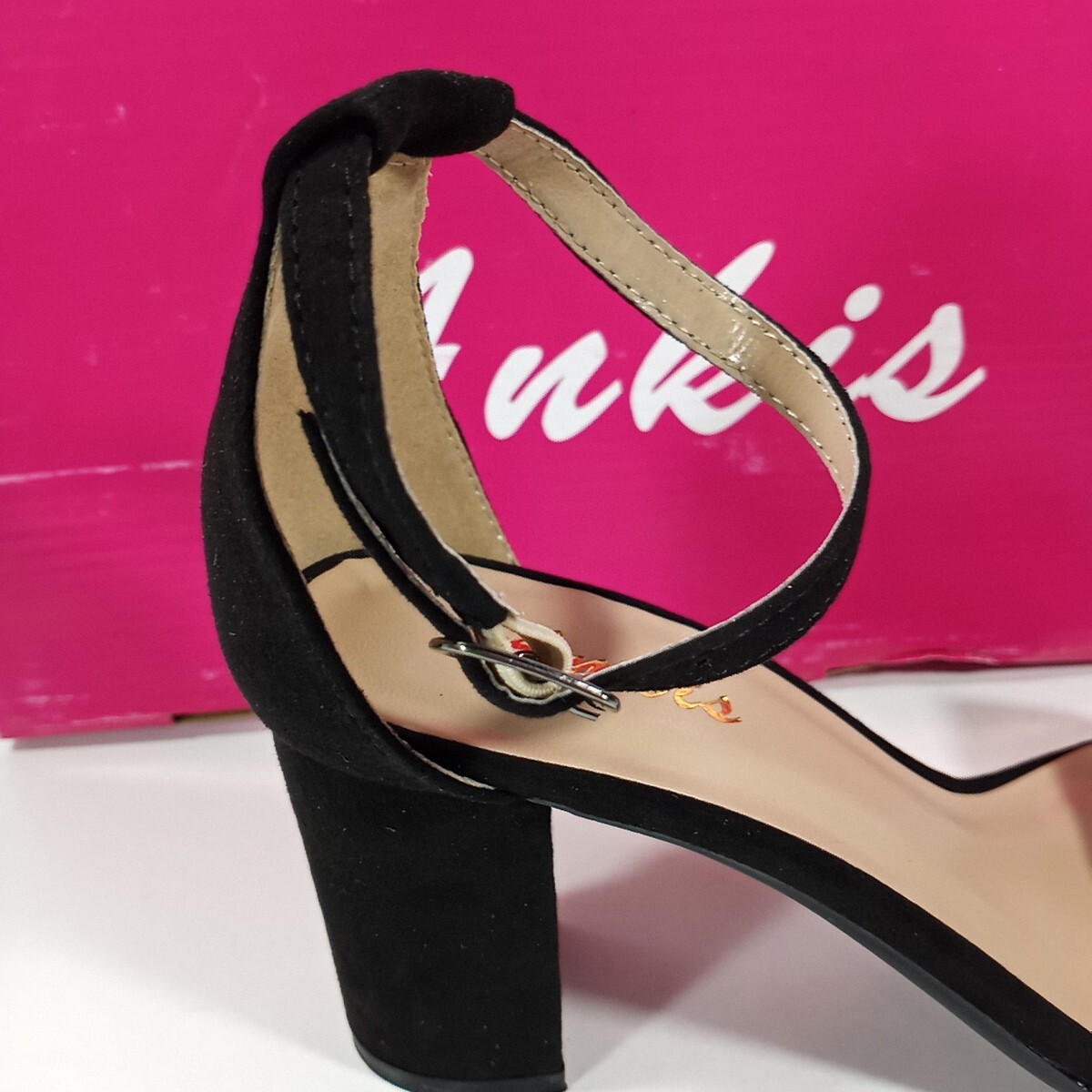 ANKIS Ankle Strap Chunky Low High Heel Dress Party Sandal Shoes Black 6 B
