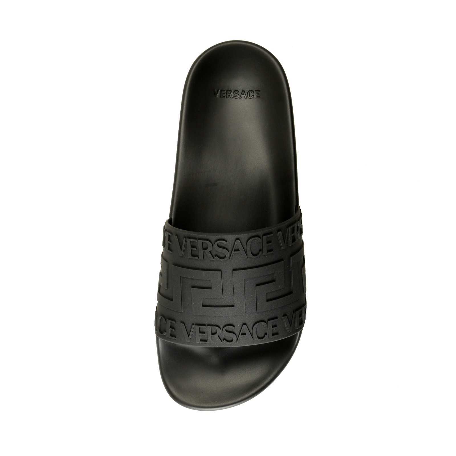 Versace Women’s Black Rubber Logo Print Sandals Flip Flops Shoes US 6 IT 36