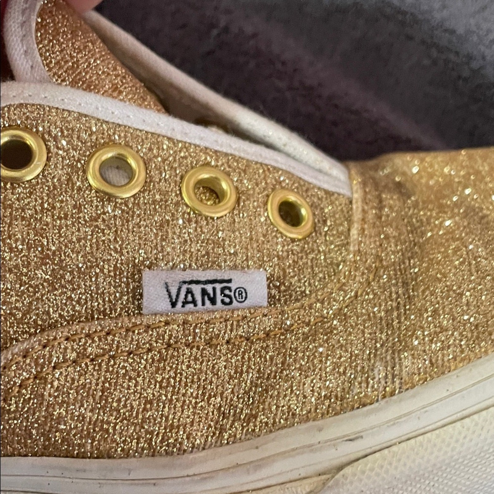 Vans Women’s Glitter Laced Sneakers — Gold Glitter Size 5.5