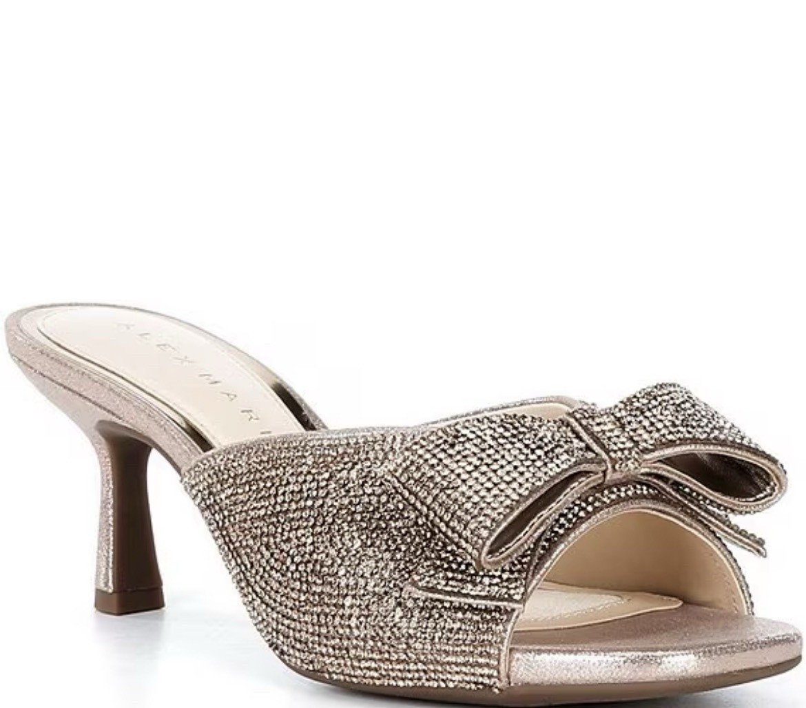 TheAlex Marie Bridget Two Rhinestone Embellished Bow Dress Slide Sandals