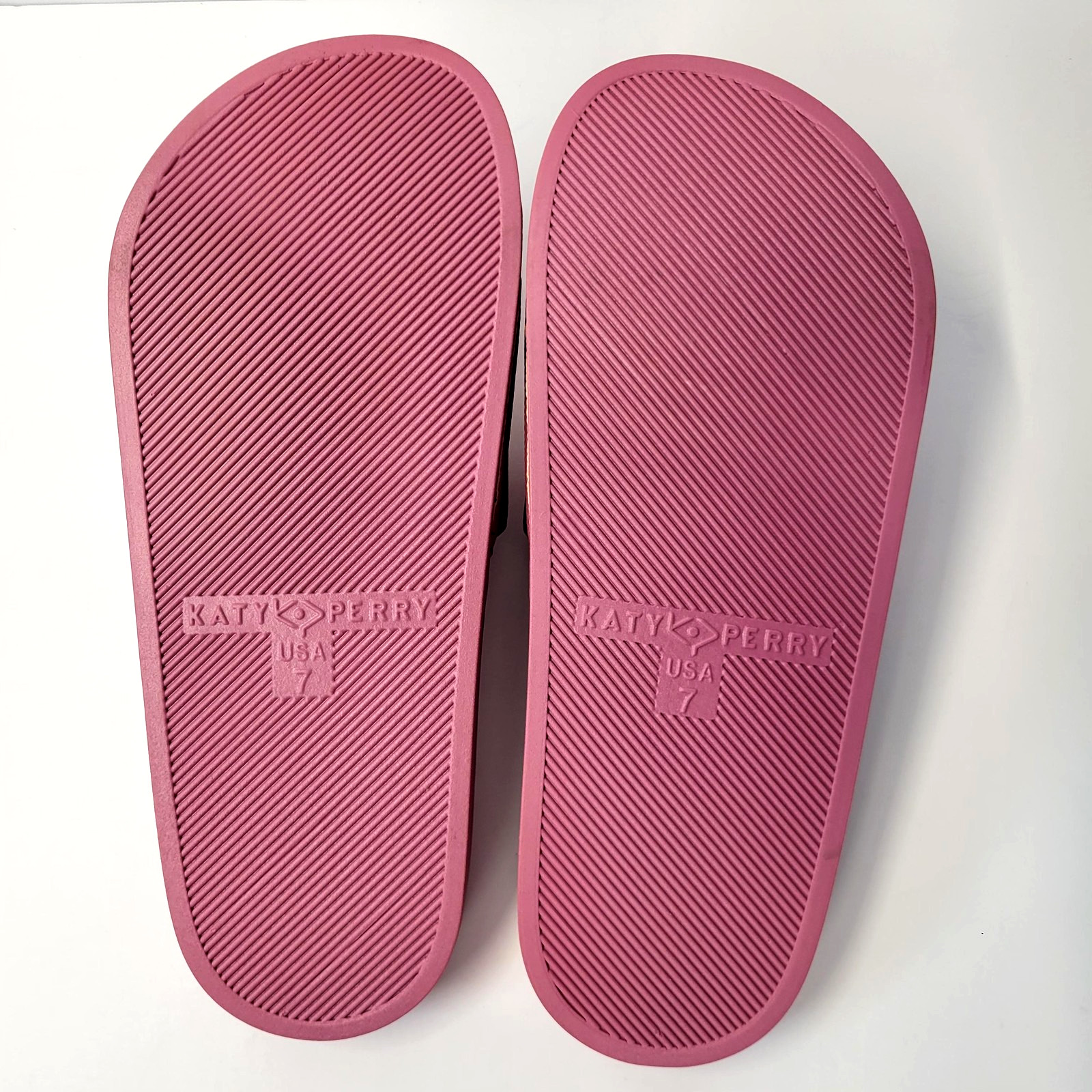 Katy Perry Pool Slide Shell Shoes Womens Size 7M Dark Pink Gold Seashell Sandals