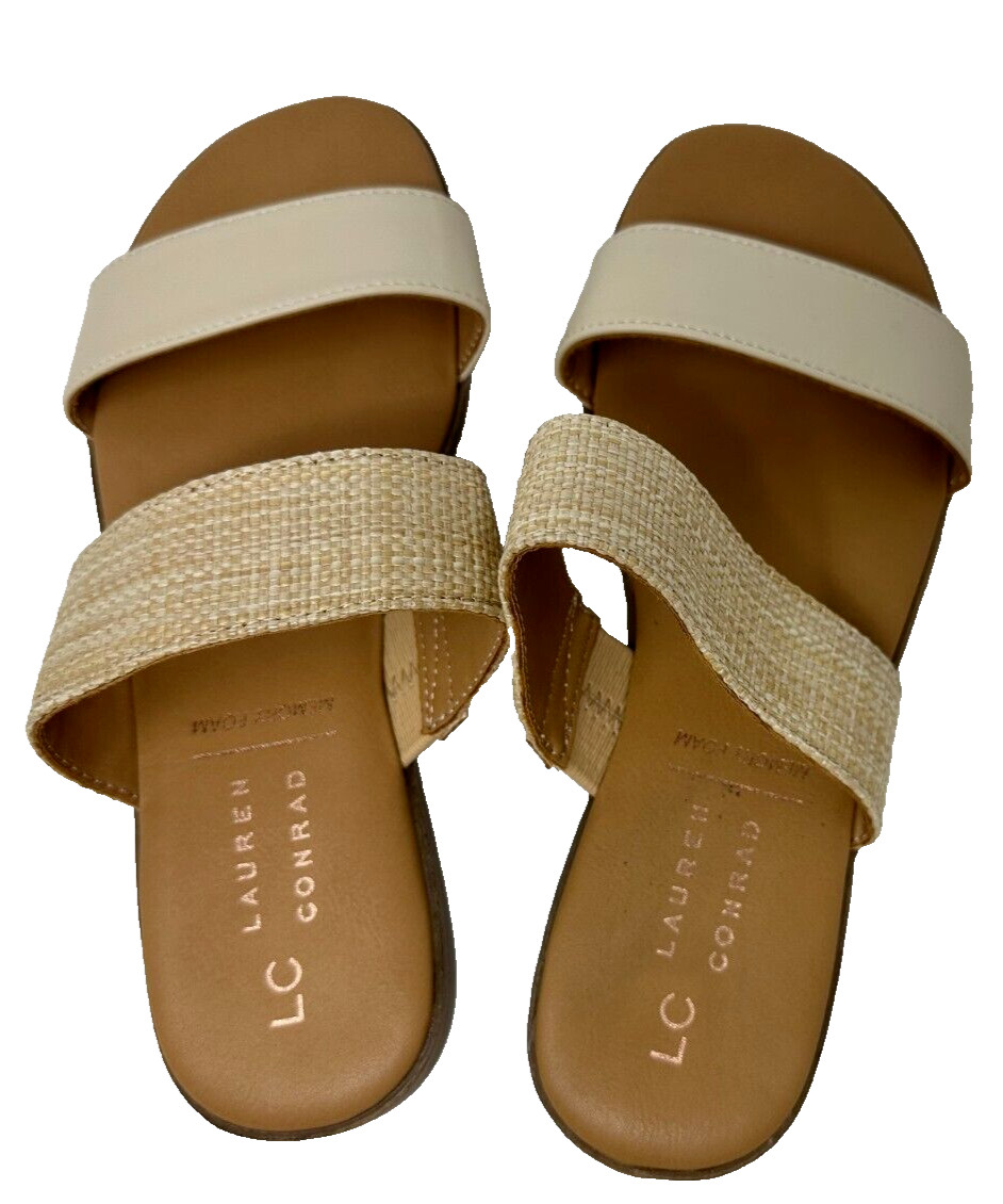 LC Lauren Conrad Women’s Sunstone Slip On Comfort Sandals Natural Size:9 187C
