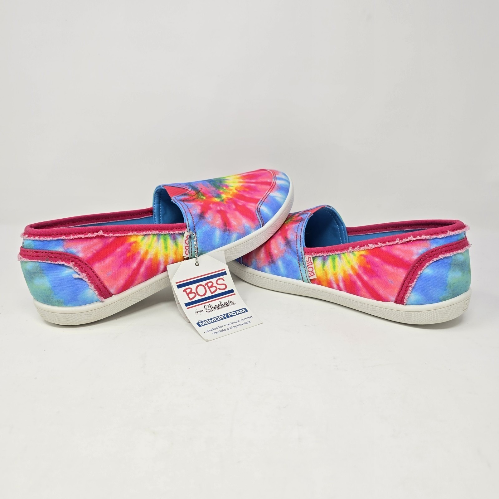 Skechers BOBS Women 8.5 Tie Dye Memory Foam Slip On Shoes Multi Color 113150 MLT