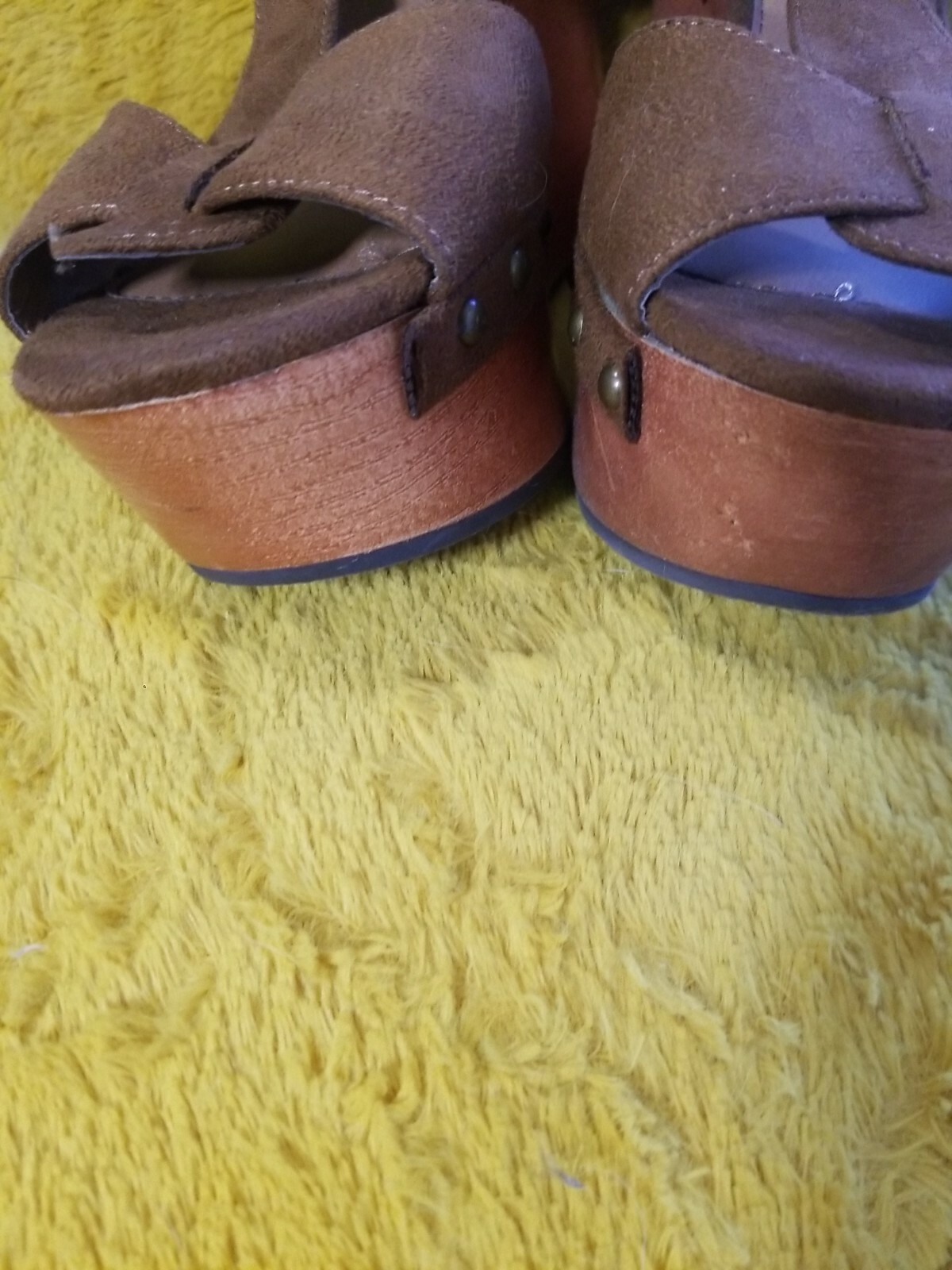 Trash Brand Brown Wedges faux suede Size 9 boho Wedges studded