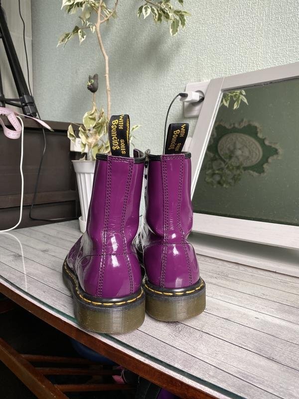 Women Dr Martens Boots Purple Leather 38 #8KE2