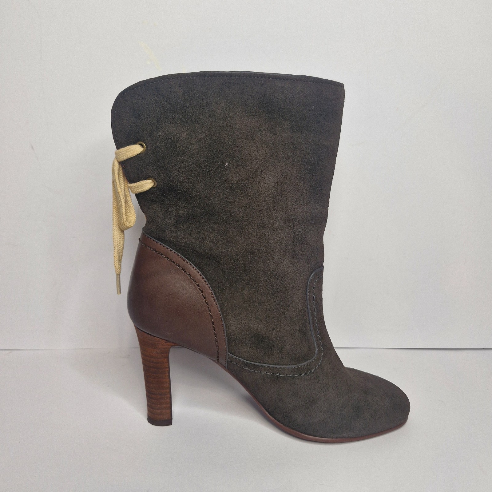 See By Chloe Lace Up Suede Brown Boots Very Good Condition Sz 37 /AU6.5 Soft