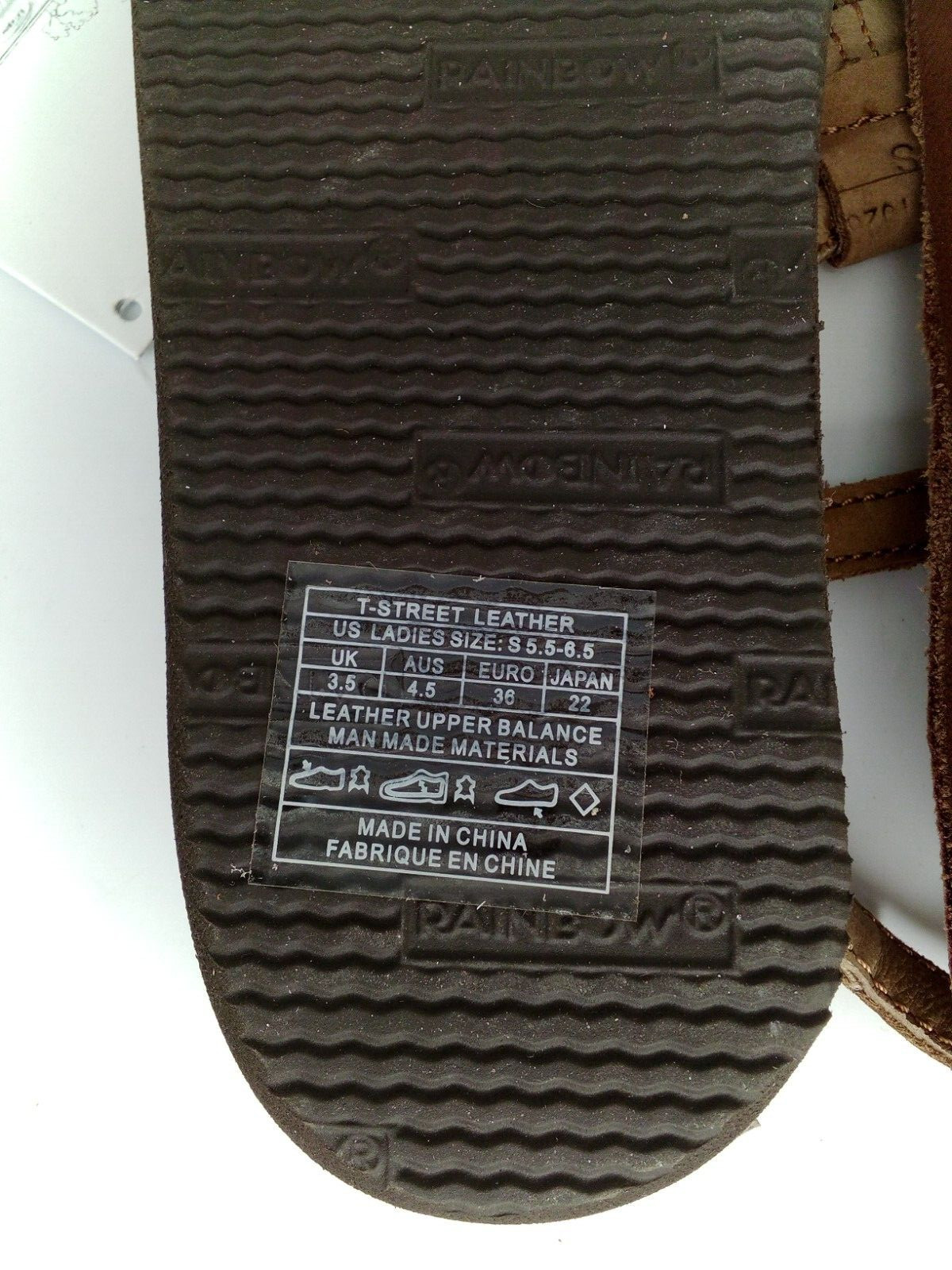 RAINBOW WOMAN’S T-STREET SINGLE LAYER SANDALS CENTER BRAID STRAP, BROWN, 5.5-6.5