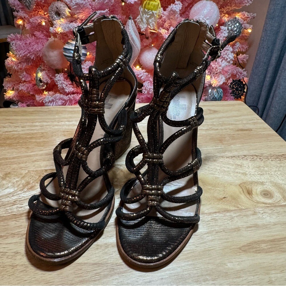 Sigerson Morrison Bronze Basma Sandal Heels