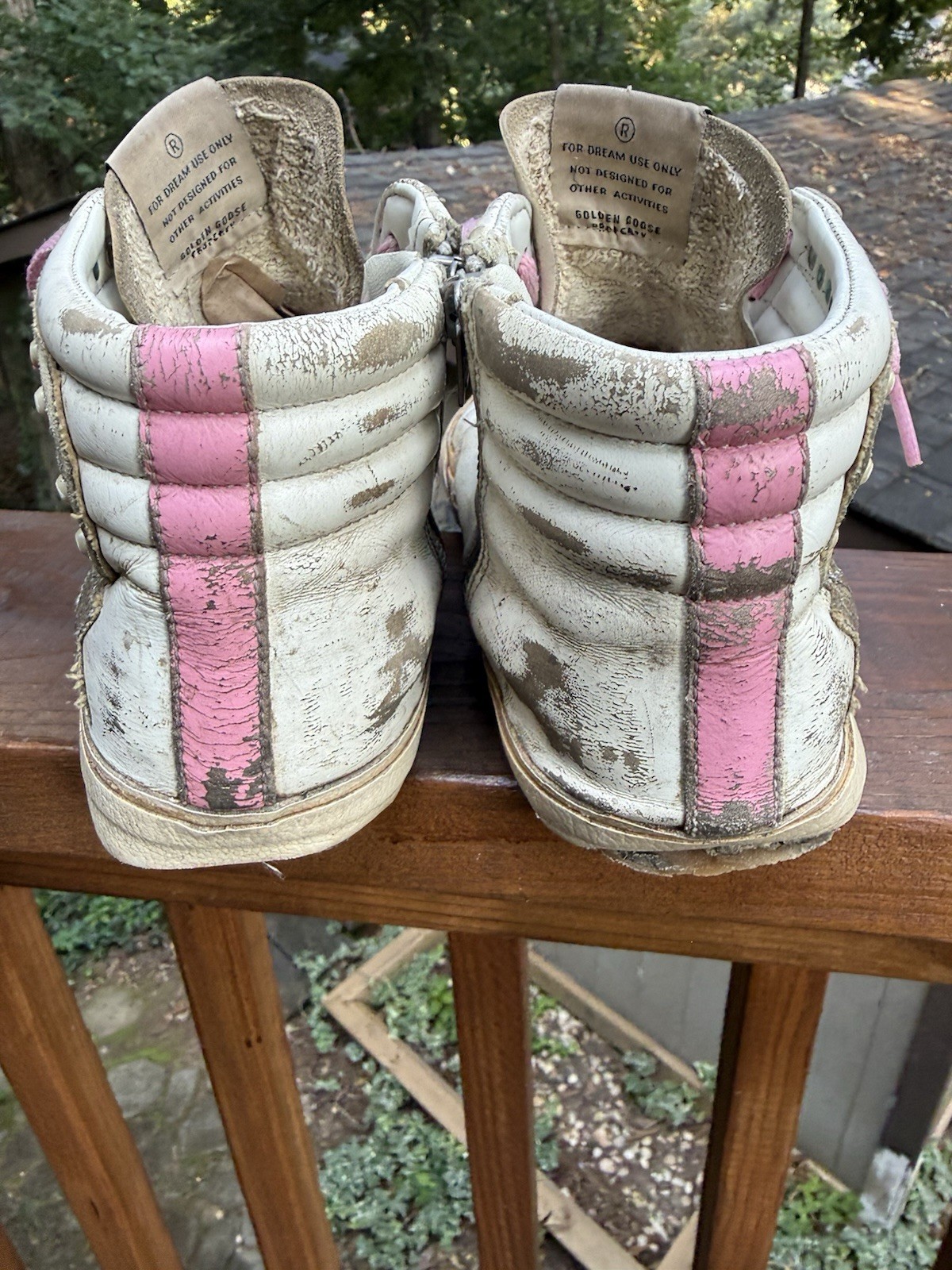Golden Goose Slide Pink Suede White Canvas Women’s Size EU 38 / US 8