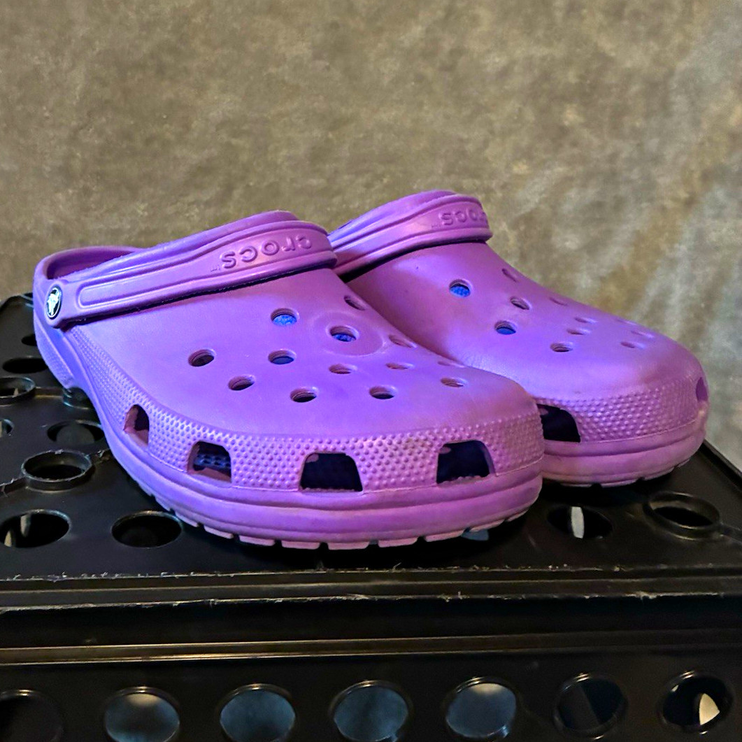 Crocs Purple Women’s Slip-On Clog Sandals US 13 Rubber Upper Logo