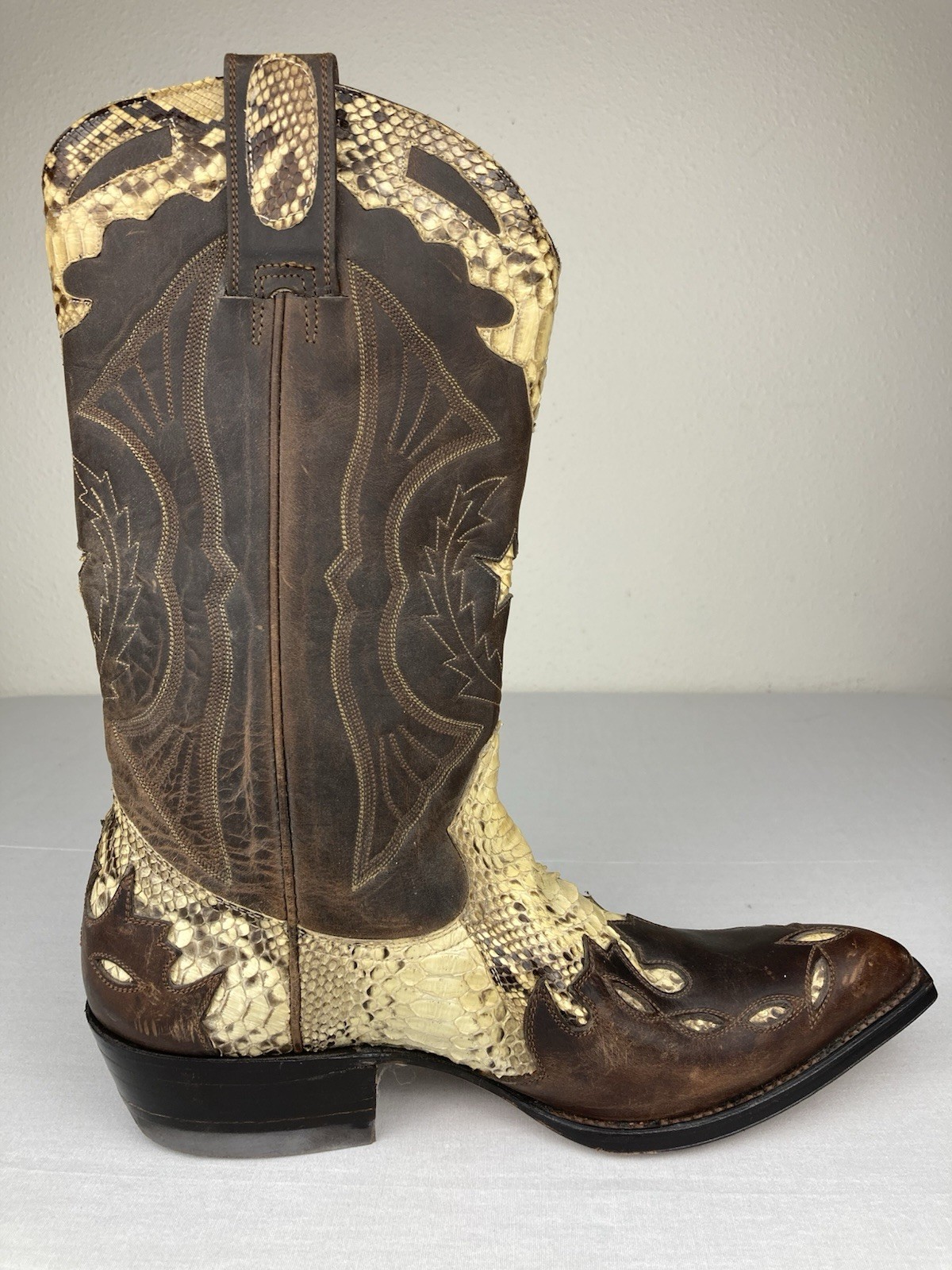 MEXICANA X MONTANA SNAKESKIN & LEATHER WESTERN BOOTS STITCHED WOMENS 9 D WIDE A+