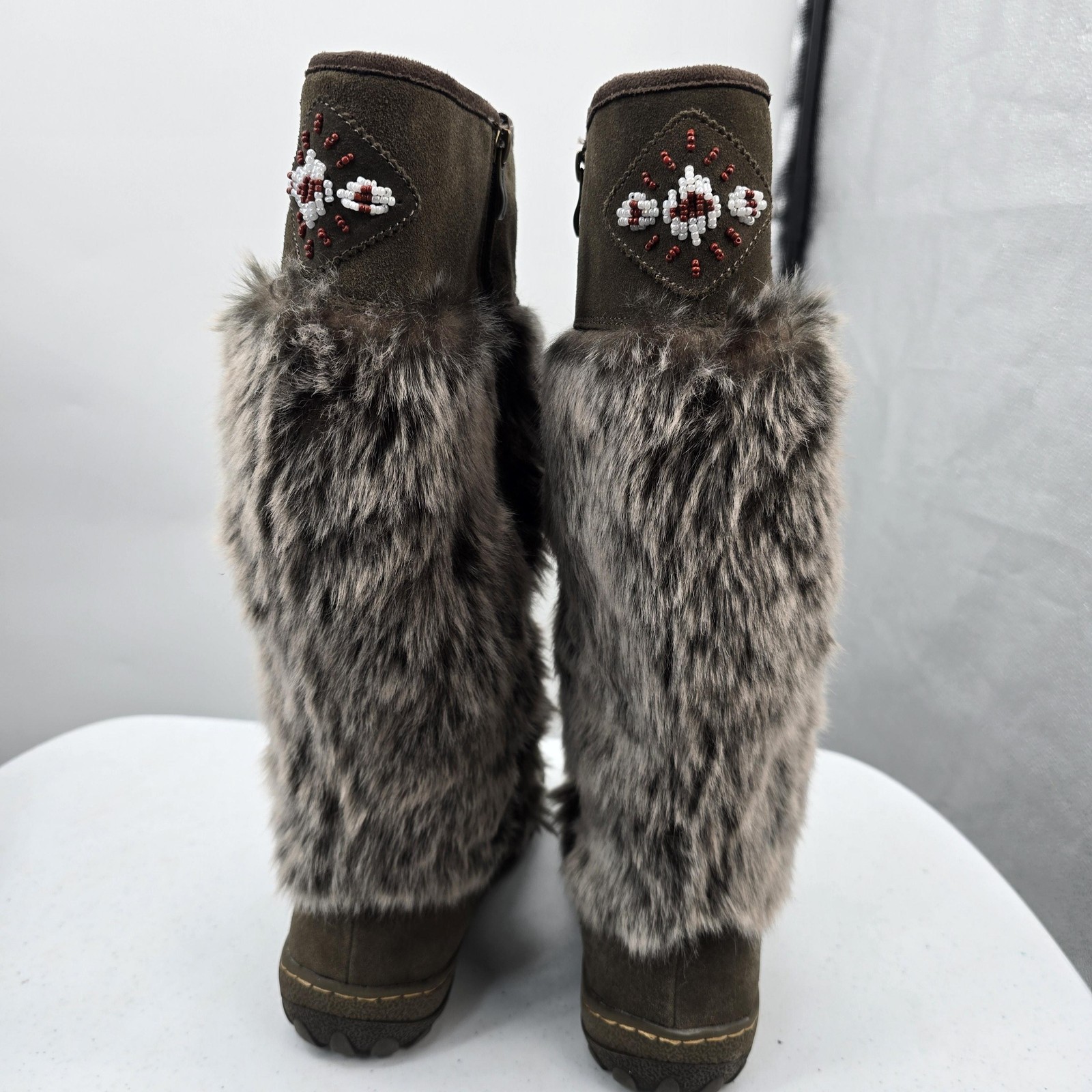 Wanderlust Snow Boots Womens 8.5 Brown Faux Fur Mid Calf Winter Warm Cozy Nordic