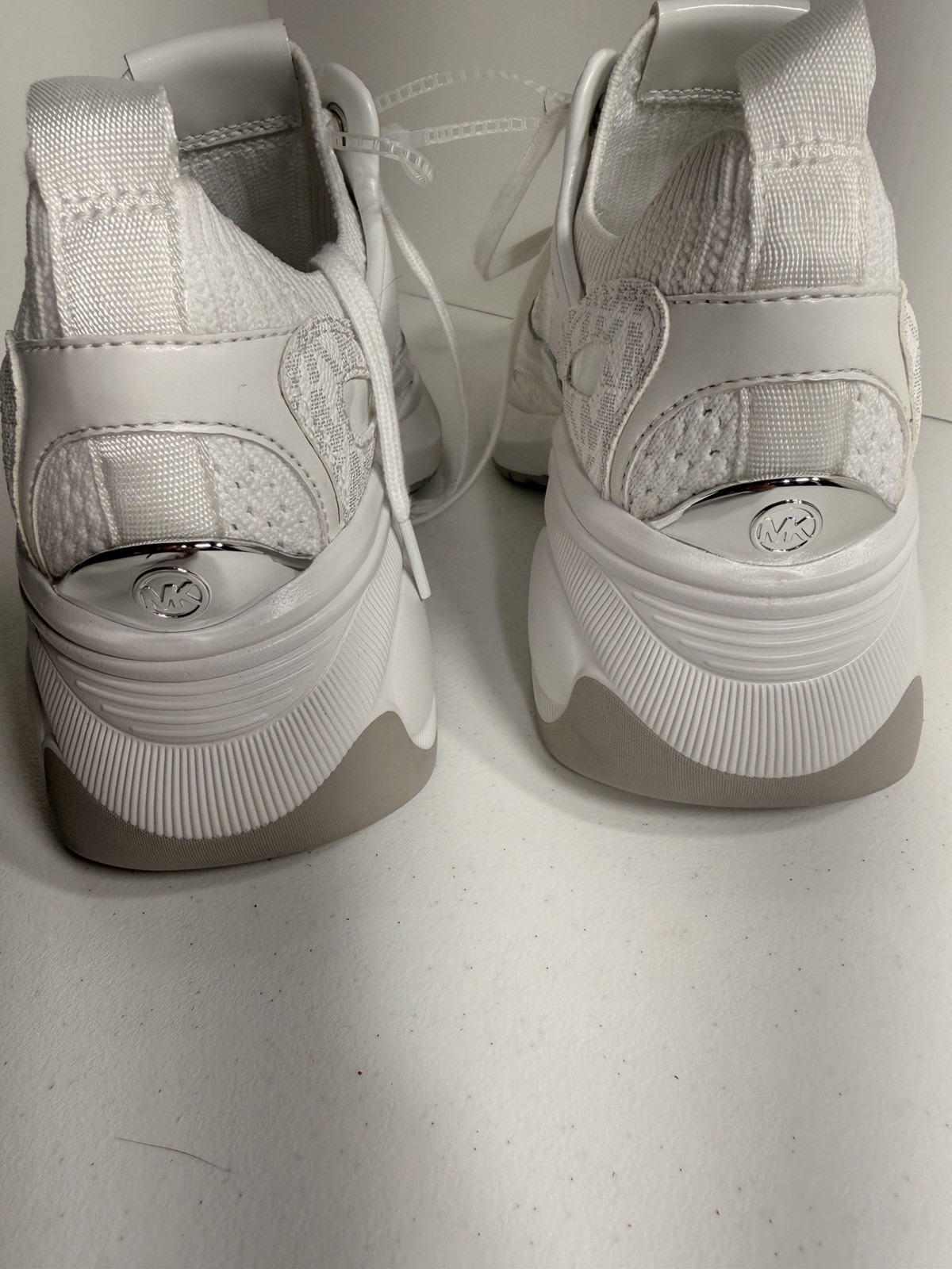 Michael Kors Zuma Knit Trainer Size 7 White MK Logo