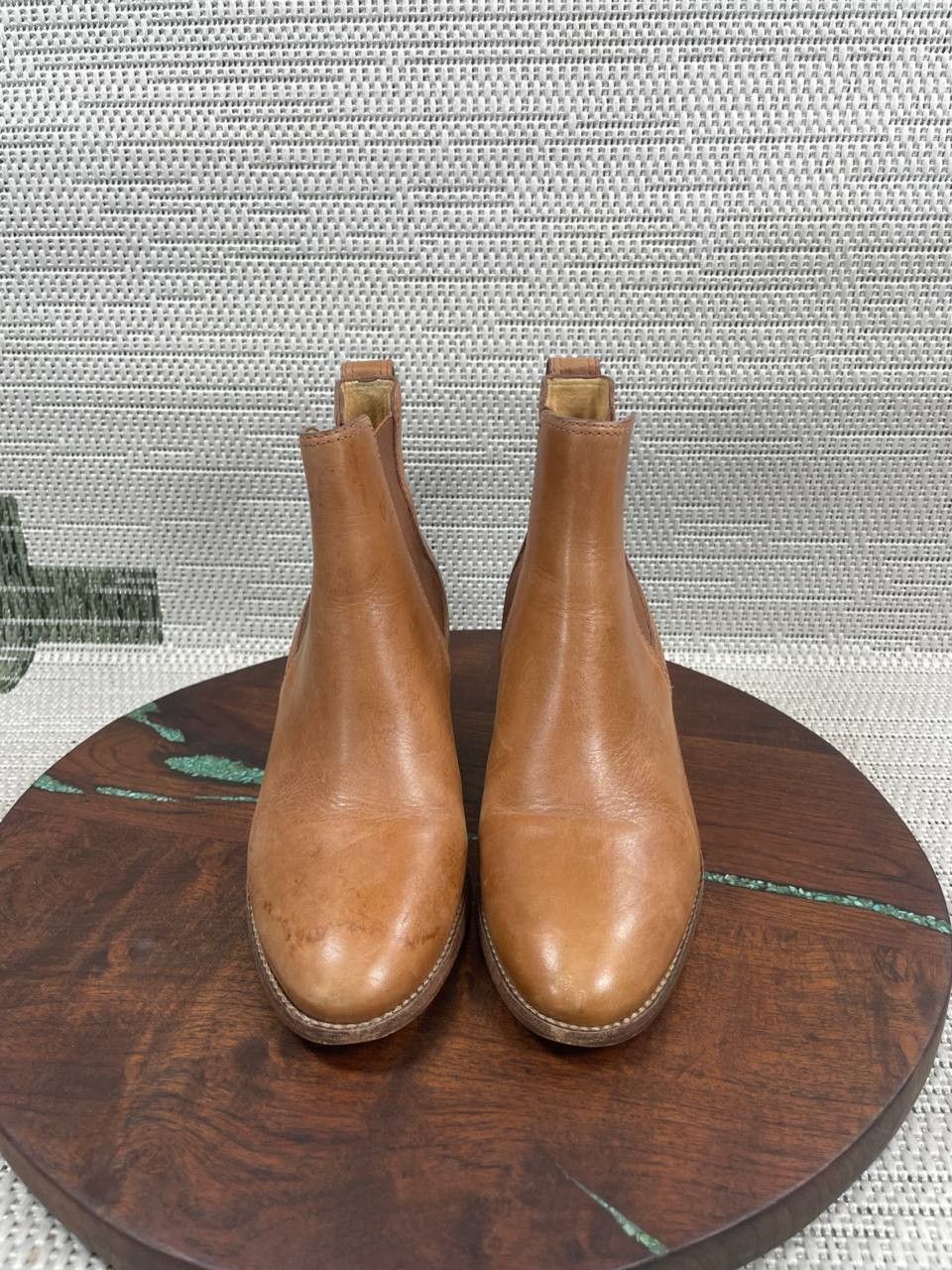 Madewell Chelsea Boot Women Size 6.5 The Regan English Saddle Leather Block Heel