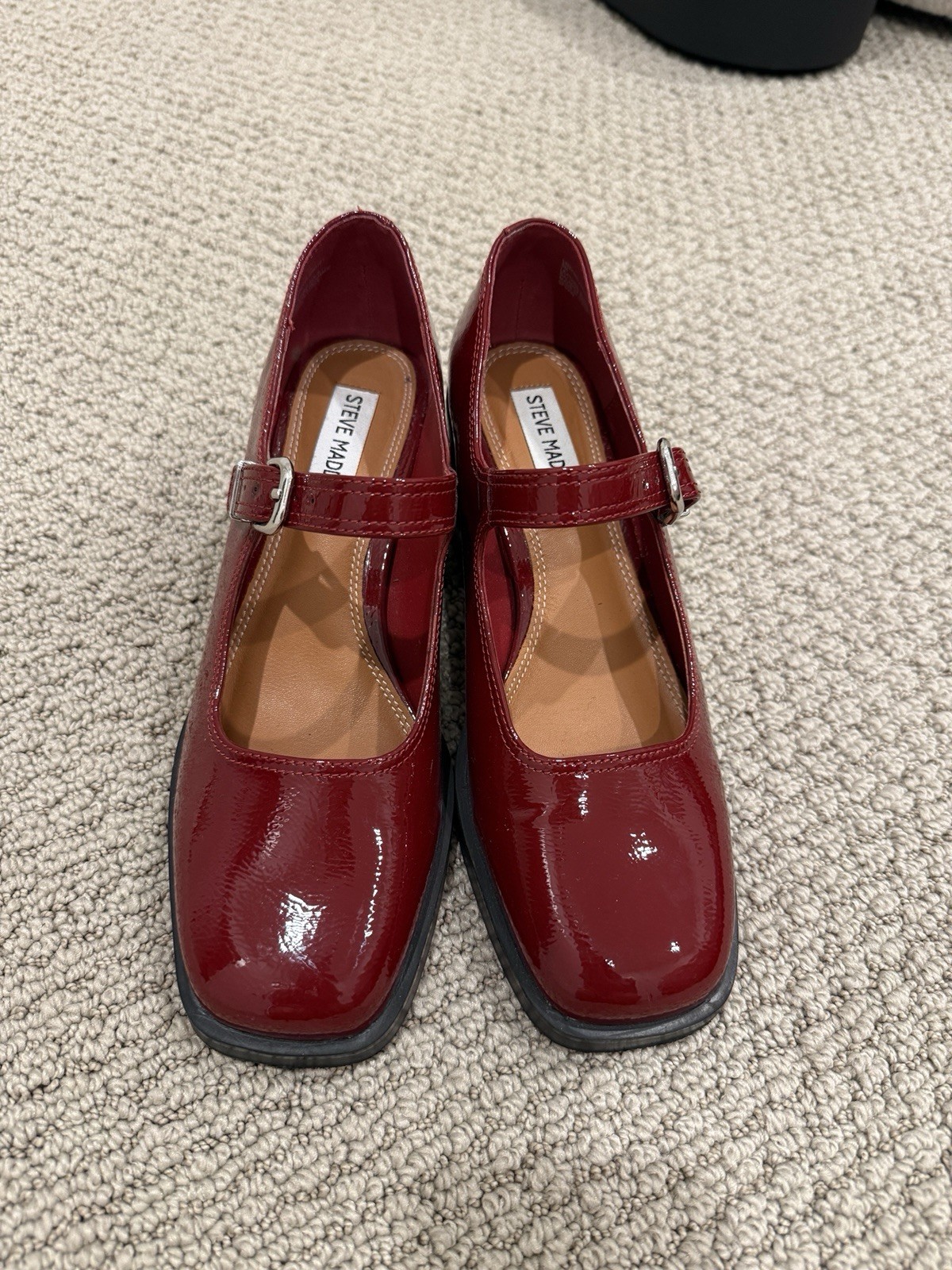 Steve Madden Lisbon Red Patent Mary Jane Platform Block Heel ~8