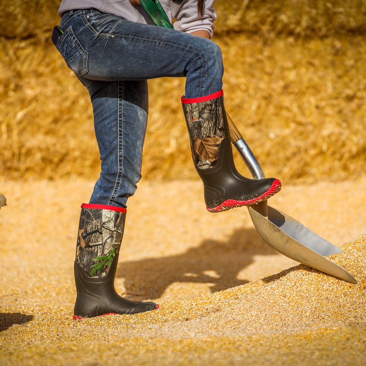 HISEA Women Waterproof Rain Boot Non-Slip Outdoor Garden Mud Work Knee High Boot