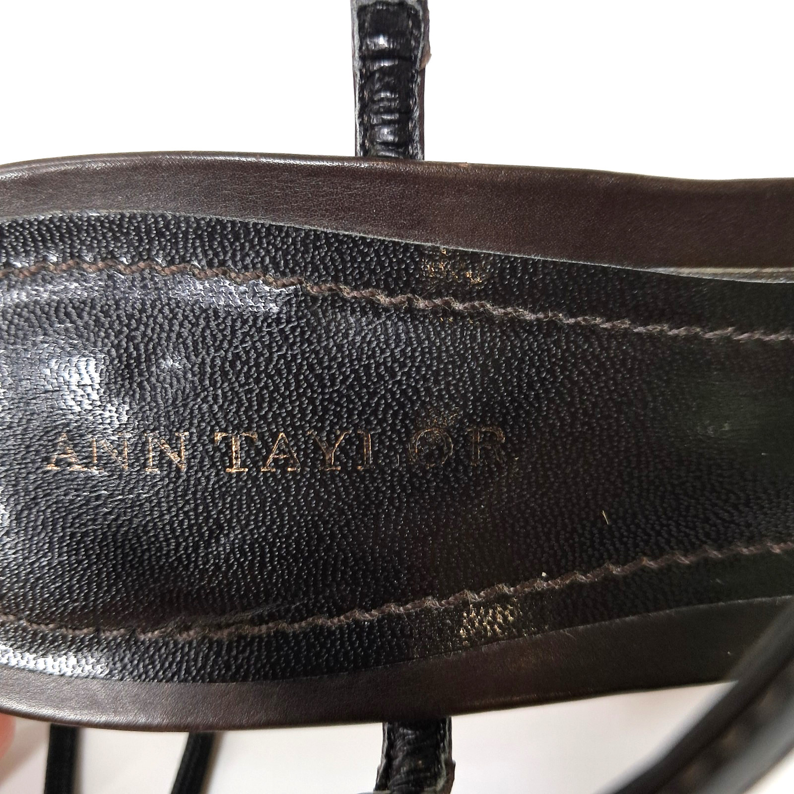 Ann Taylor Women’s Shoes Sandle Ankle Strap Kitten Heels 7M Leather Brown Brazil