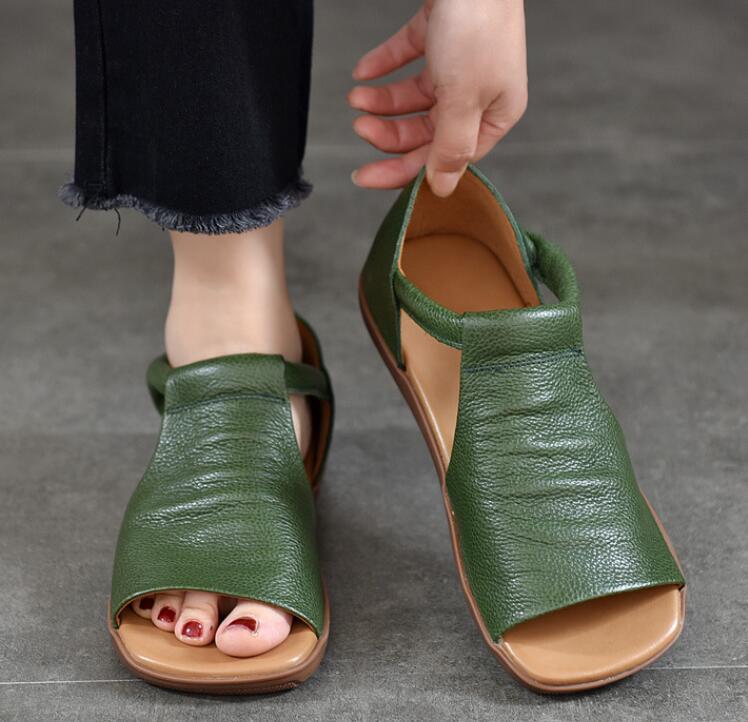 Women’s Gladiators Open Toe Cow Leather Sandals Flats Comfort Oxfords Ankle Boot