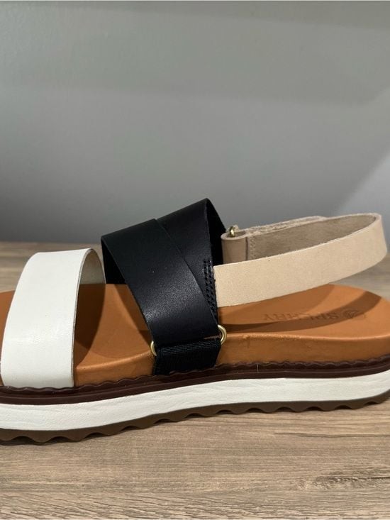 Sperry Black, White & Tan Platform Slingback Sandal