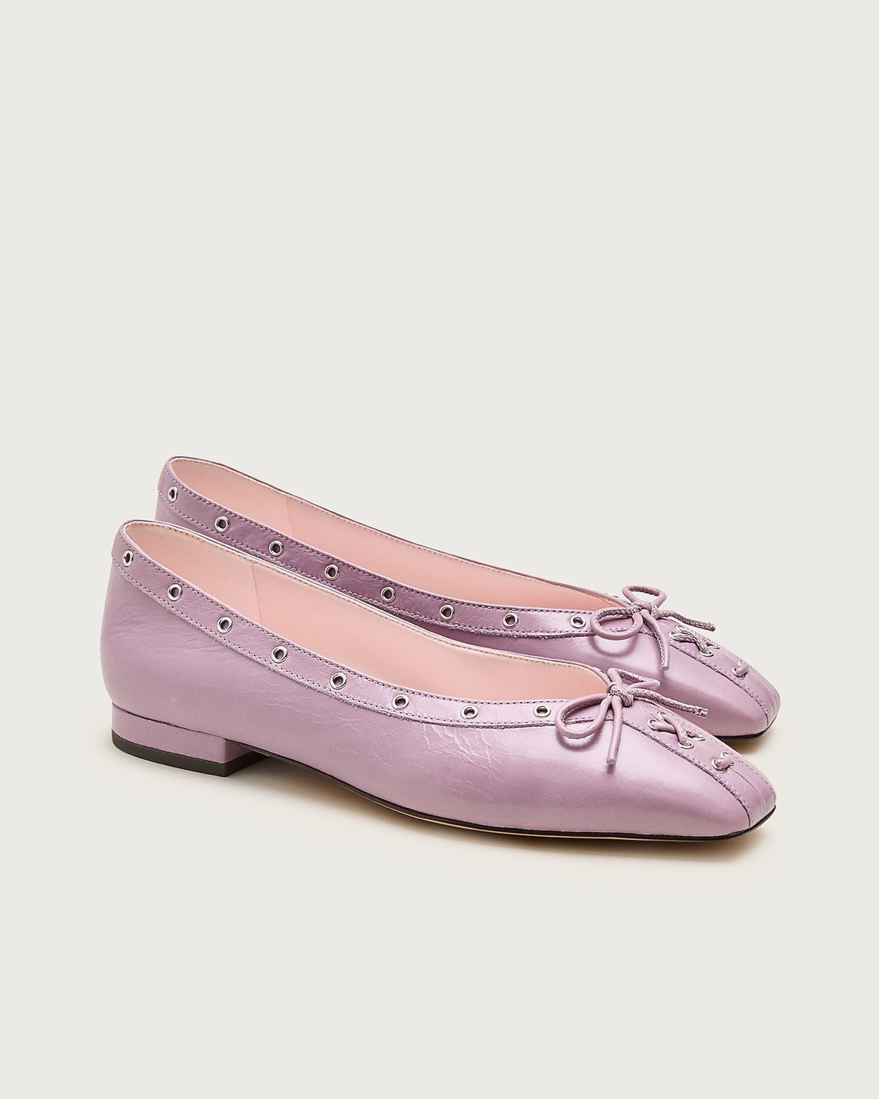 J.Crew Sz 7 Sophie Grommet Ballet Flats in Italian Leather Violet Mist Lavender