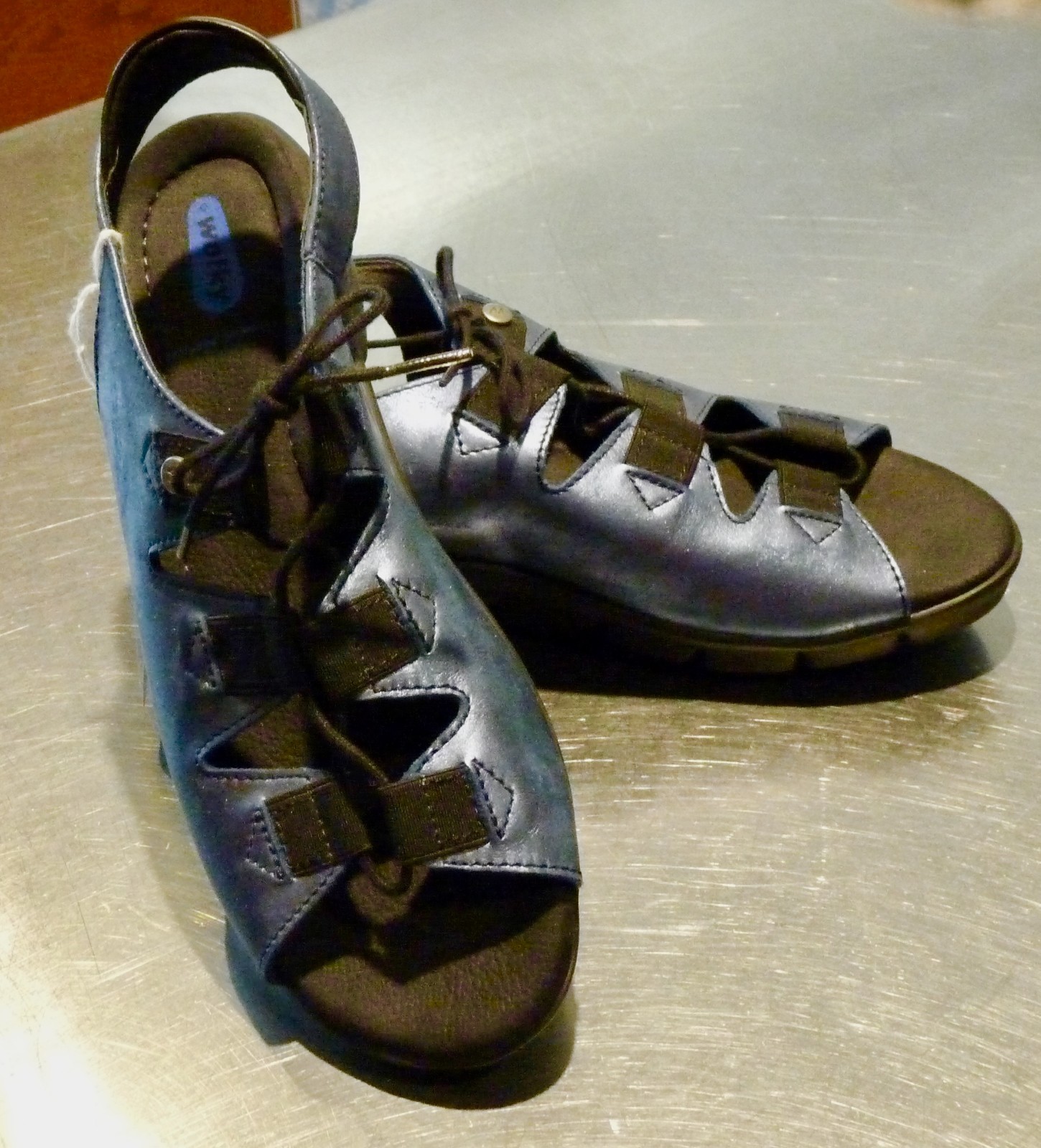 WOLKY Blue Metallic Arena Wedge Sandal EUR 41 US 10.5 $175 NWT!