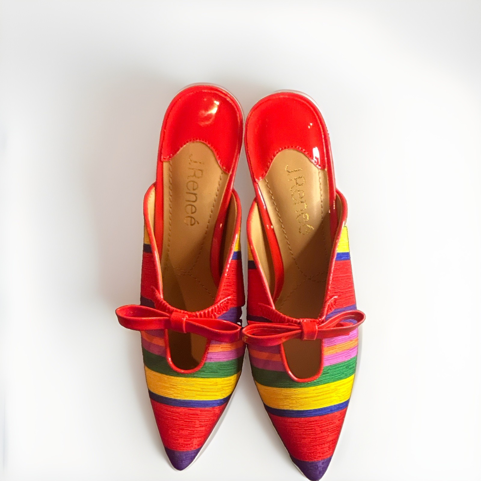 J. Renee Women’s Striped Bow Slip-On Mule Stiletto Pointed Toe US 7