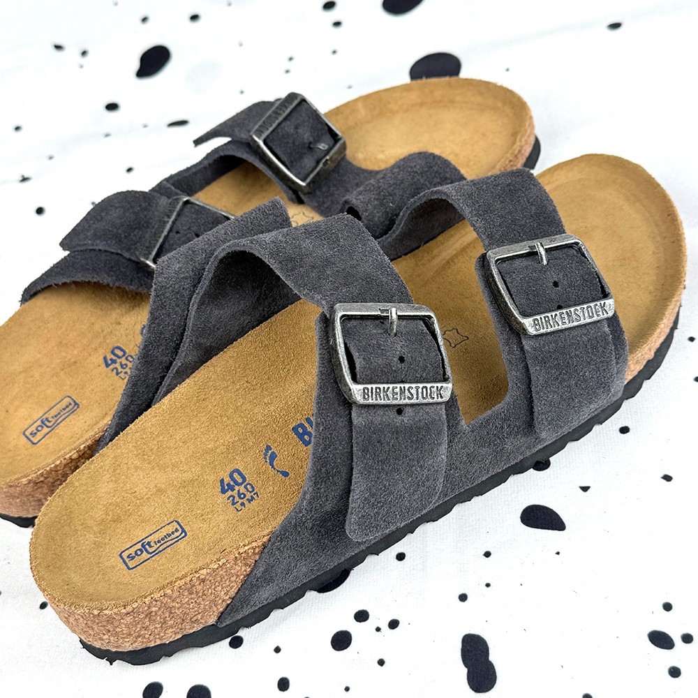 Birkenstock Arizona Narrow/Wide Velvet Gray Suede Leather Unisex Sandals 37-45
