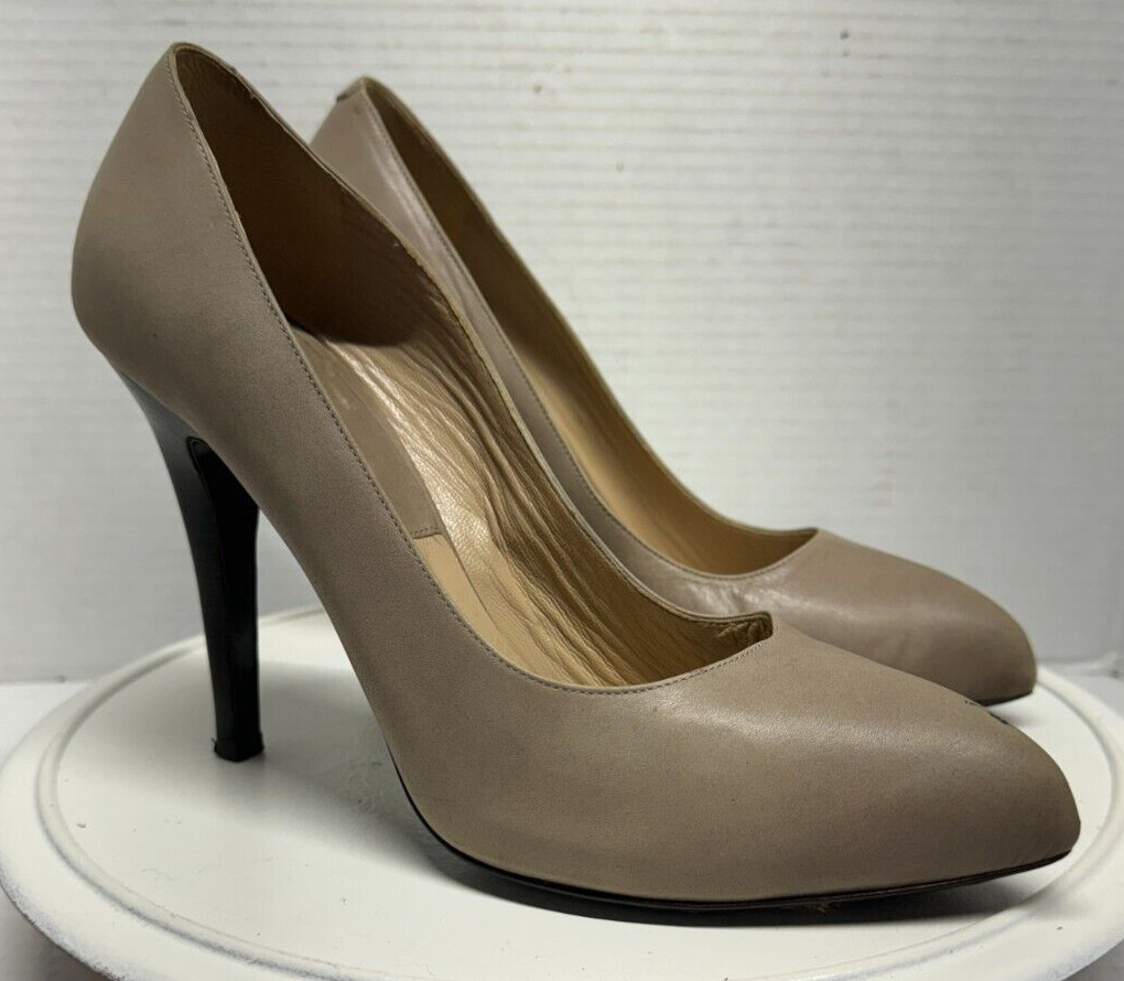 Michael Kors Stiletto Pumps Beige Leather Womens 38 7 Made in Italy 4.25″ Heels