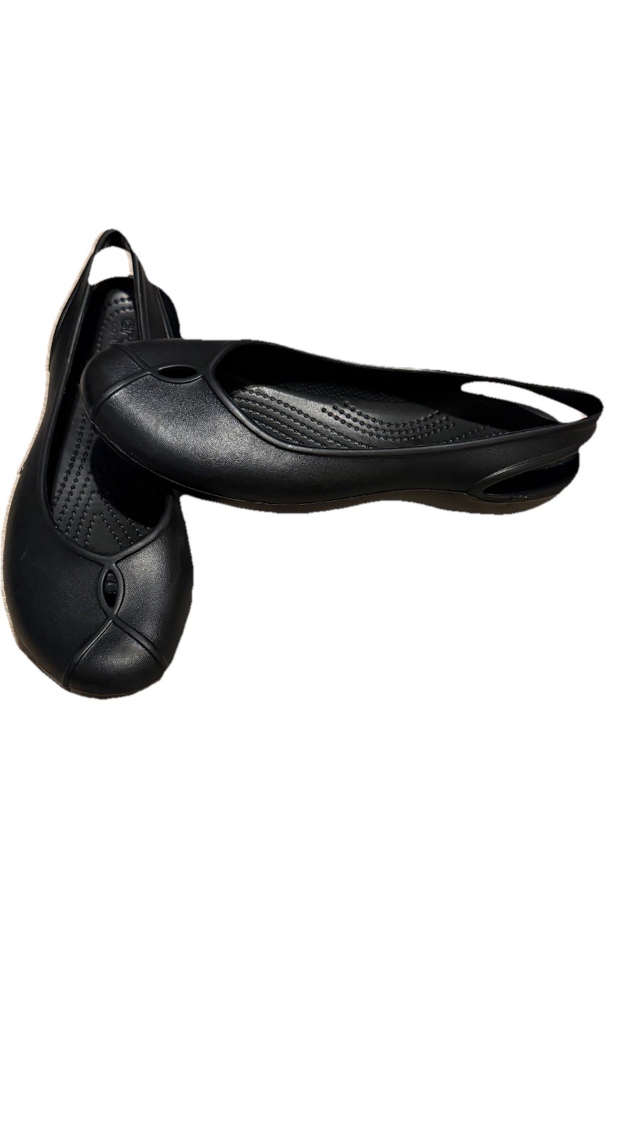 Crocs Olivia II Flat Sz 8 Black Slingback Ballet Slip On Comfort Shoe~202826 EUC