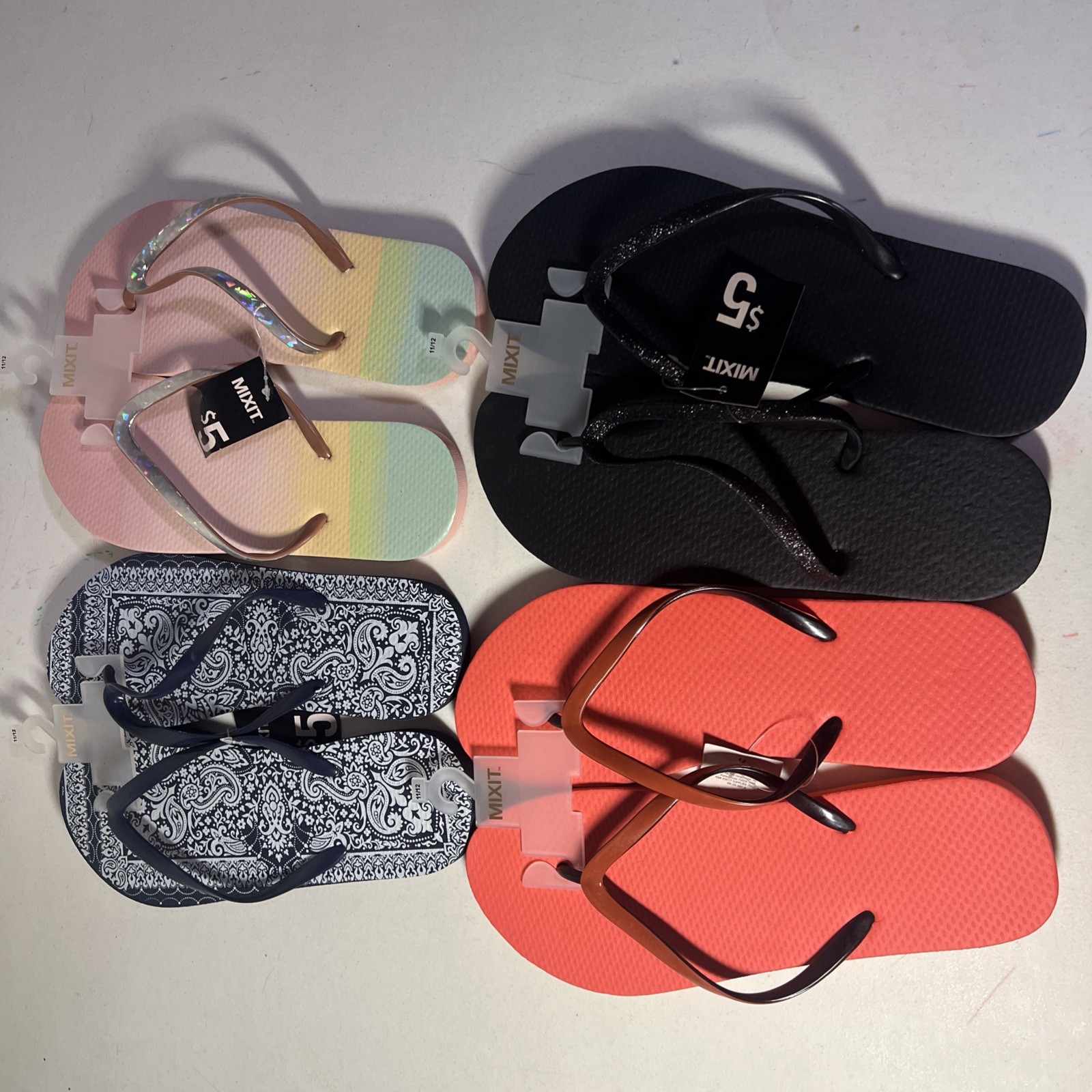 Lot 4 Mix it Flip Flips Women’s Size 11/12 New In Package With Tags