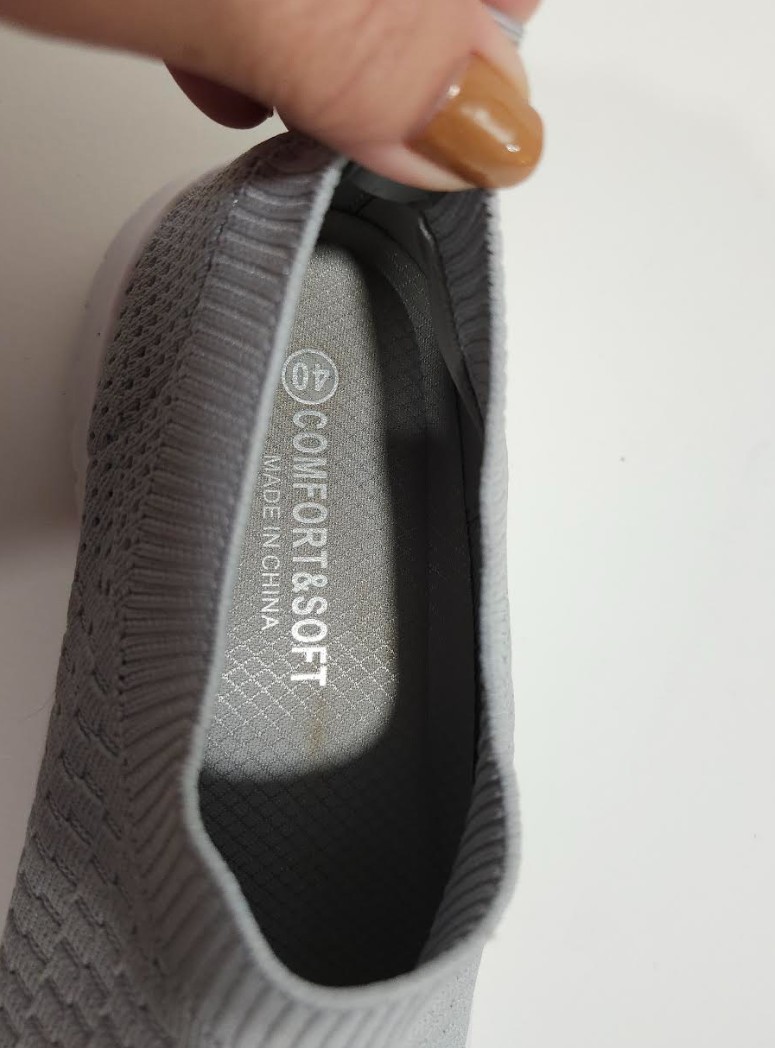Tiosebon Women’s Slip On Knit Walking Shoes Grey Comfort Sneakers EU 40 US 8