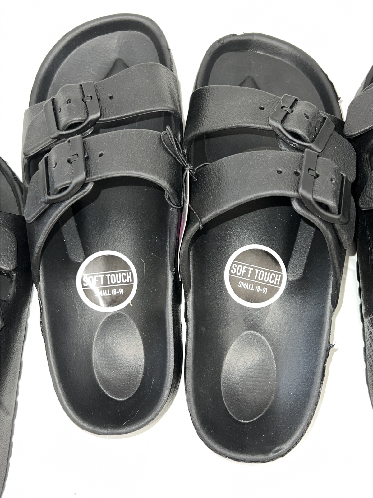 Bobbie Brooks Black Ladies Slip On Sandal Double Strap Choose Size 6-7 8-9 10-11