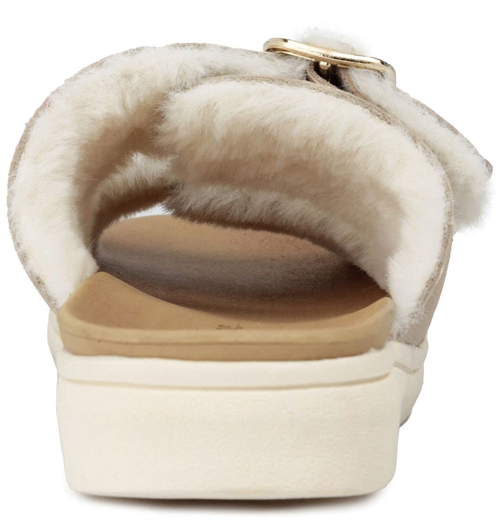 LONDON FOG Womens Lorraine Comfort Slides Double Buckle Strap Sandals sand 7