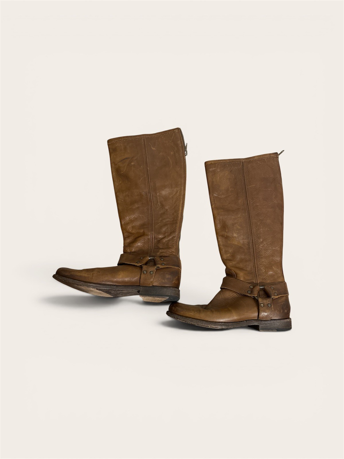 FRYE Phillip Harness Tall Riding Boots Brown Leather Women’s US 7.5 B used